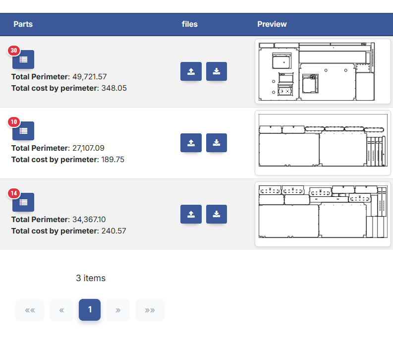 ERP Sheet Nesting Table Preview